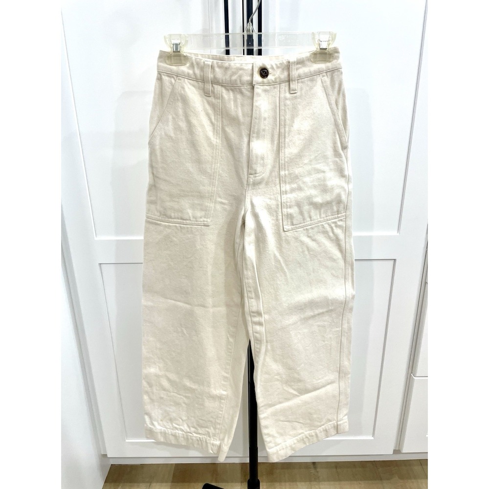 Alex Mill High-Waist Twill Utility Wide Leg Crop Pants Cream Size 0 - Some Marks